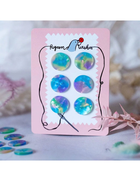 Tarjeta de 6 botones de biorresina de 25 mm 4 agujeros - Neverland
