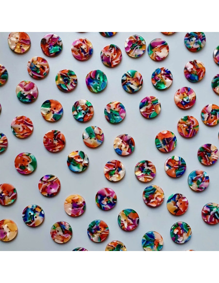 Paquete de 10 botones de biorresina de 20 mm 4 agujeros - Kaleidoscope