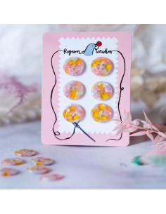Tarjeta de 6 botones de biorresina de 25 mm 4 agujeros - Fanciful
