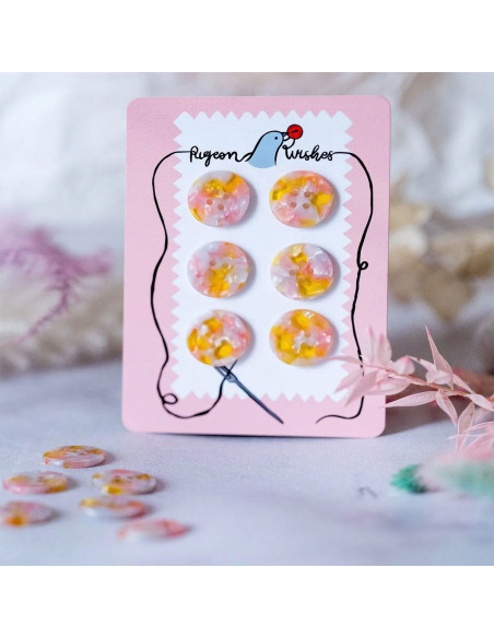 Tarjeta de 6 botones de biorresina de 25 mm 4 agujeros - Fanciful