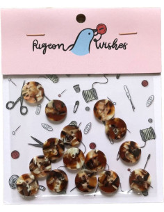 Paquete de 15 botones de biorresina de 15 mm 4 agujeros - Chai Latte