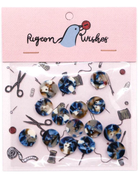 Paquete de 15 botones de biorresina de 15 mm 4 agujeros - Roswell