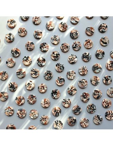 Paquete de 15 botones de biorresina de 15 mm 4 agujeros - Granito