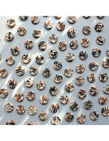 Paquete de 15 botones de biorresina de 15 mm 4 agujeros - Granito