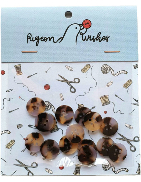 Paquete de 15 botones de biorresina de 15 mm 4 agujeros - Beguiled