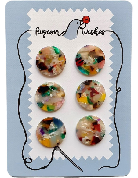 Tarjeta de 6 botones de biorresina de 25 mm 4 agujeros - Painterly