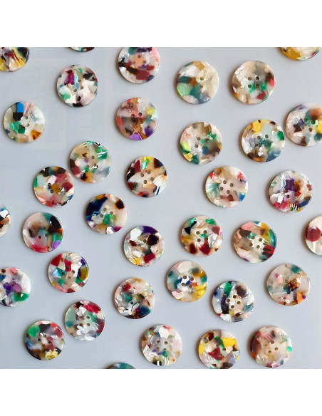 Tarjeta de 6 botones de biorresina de 25 mm 4 agujeros - Painterly