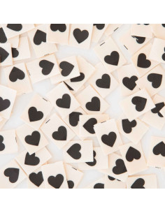 Juego de 8 etiquetas tejidas - Corazón negro