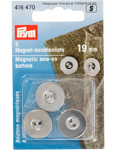 Lote de 3 botones magnéticos para coser - Plata