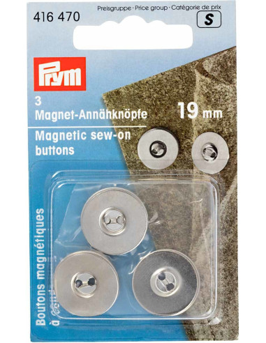 Lote de 3 botones magnéticos para coser - Plata