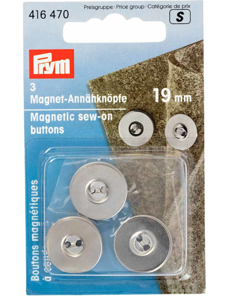 Lote de 3 botones magnéticos para coser - Plata