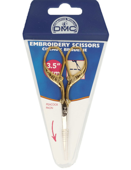 Tijeras de bordar pavo real dorado DMC 9 cm