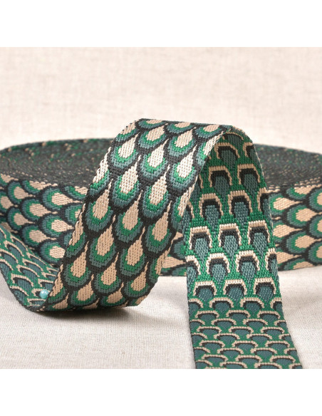 Correa con diseño de pavo real - Verde caqui