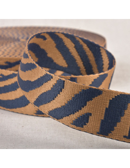 Correa para animales - Cebra beige oscuro y azul marino