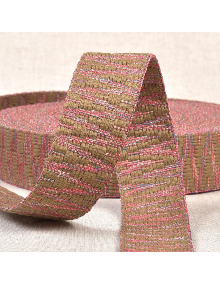 Correa étnica - Fantasía beige y rosa