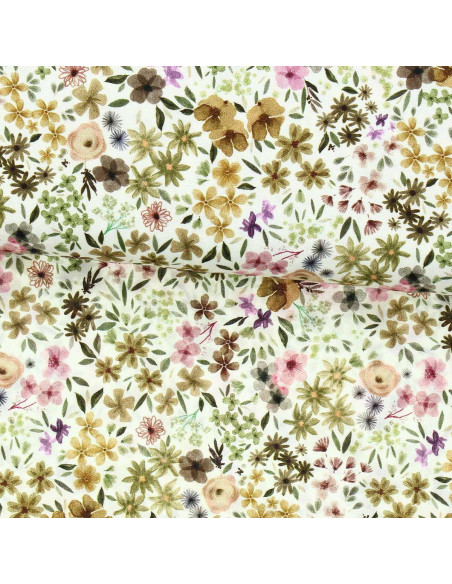 Tejido de viscosa fantasía - Romane natural y lila