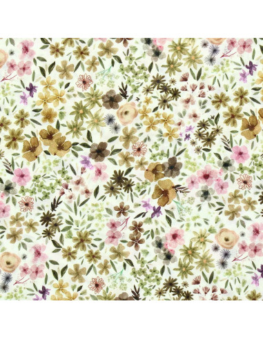 Tejido de viscosa fantasía - Romane natural y lila