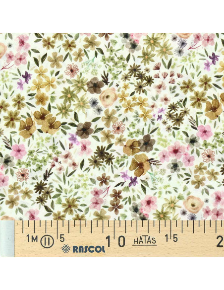 Tejido de viscosa fantasía - Romane natural y lila