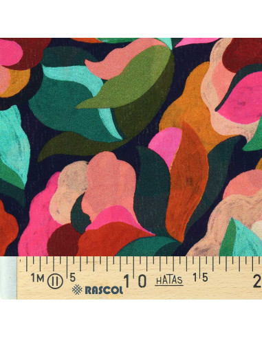 Tejido de viscosa fantasía - Abigael negro y multicolor