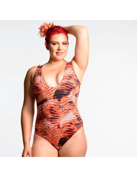 Tejido de lycra para traje de baño - Cebra ocre