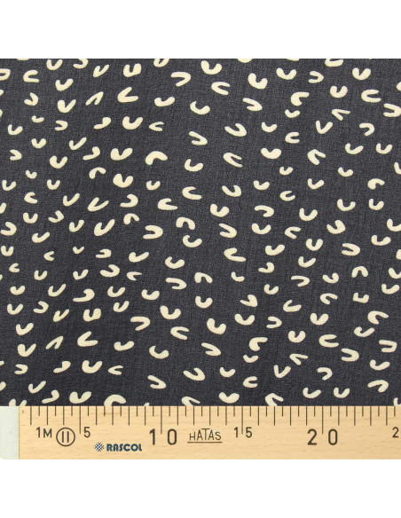 Tejido de muselina estampada - Abstracto negro