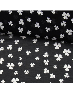 Tela de muselina estampada - Trébol negro