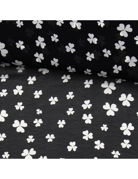 Tela de muselina estampada - Trébol negro