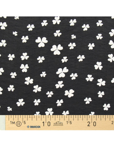 Tela de muselina estampada - Trébol negro