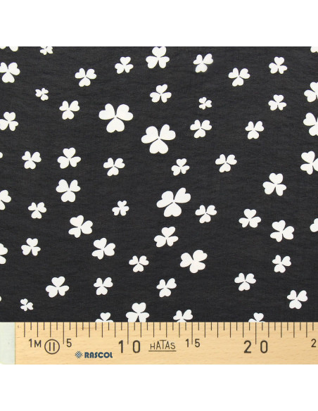 Tela de muselina estampada - Trébol negro