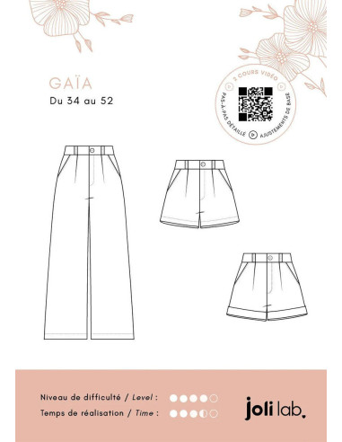 Patrón de pantalón y short Gaïa - Joli Lab