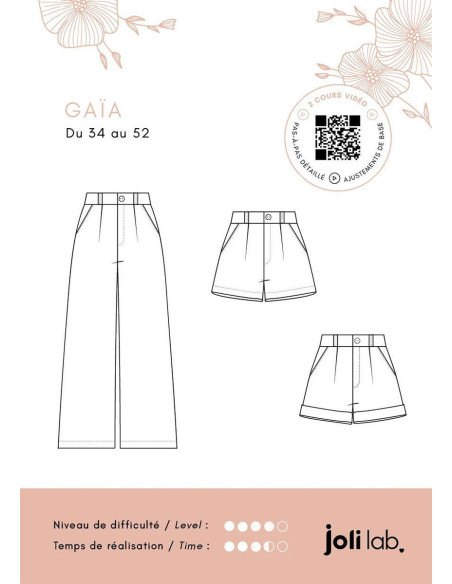 Patrón de pantalón y short Gaïa - Joli Lab