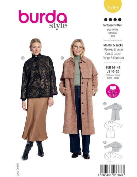 Patrón de abrigo y chaqueta - Burda 5769