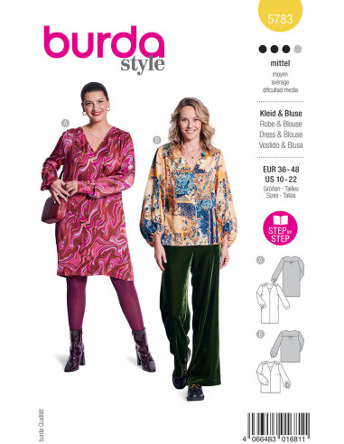 Patrón de vestido y blusa - Burda 5783
