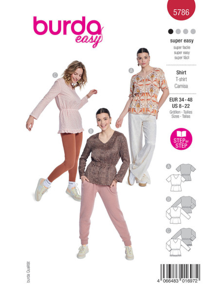 Patrón de camiseta - Burda 5786