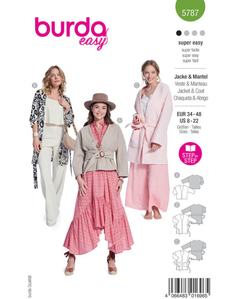 Patrón de chaqueta y abrigo - Burda 5787