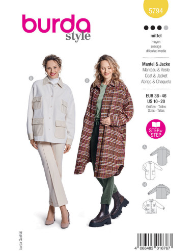 Patrón de chaqueta y abrigo - Burda 5794