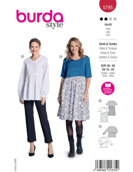 Patrón de vestido y túnica - Burda 5795