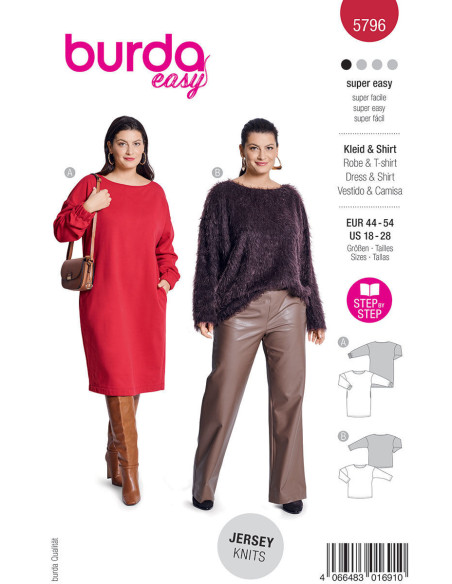 Patrón de vestido y camiseta - Burda 5796