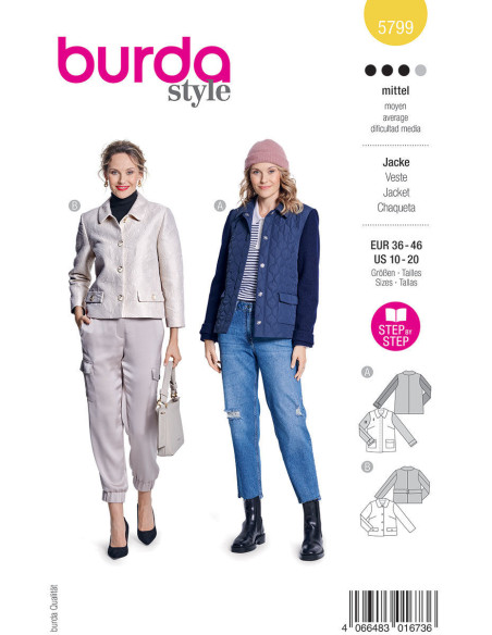 Patrón de chaqueta - Burda 5799