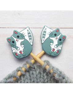 Tapones de malla para agujas de tejer - Gato y almohada