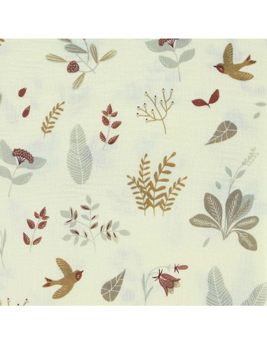 Tejido de doble gasa estampado - Elisa crudo y gris