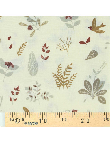 Tejido de doble gasa estampado - Elisa crudo y gris