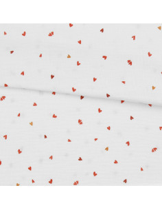 Tejido de doble gasa estampado - Coreo blanco y rojo
