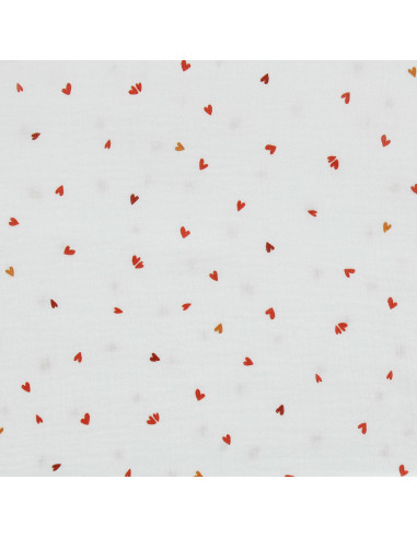 Tejido de doble gasa estampado - Coreo blanco y rojo