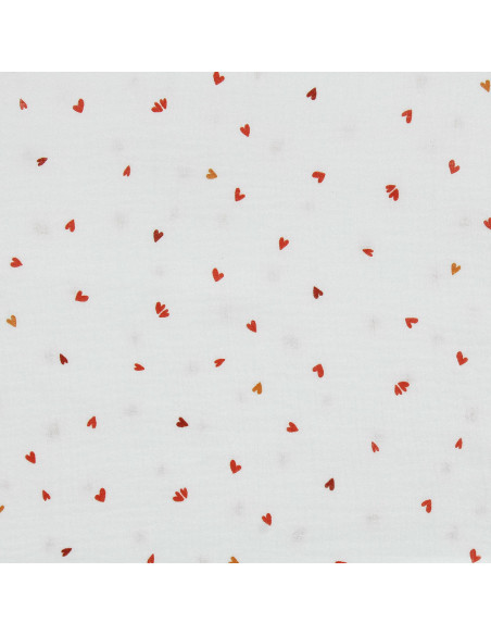 Tejido de doble gasa estampado - Coreo blanco y rojo