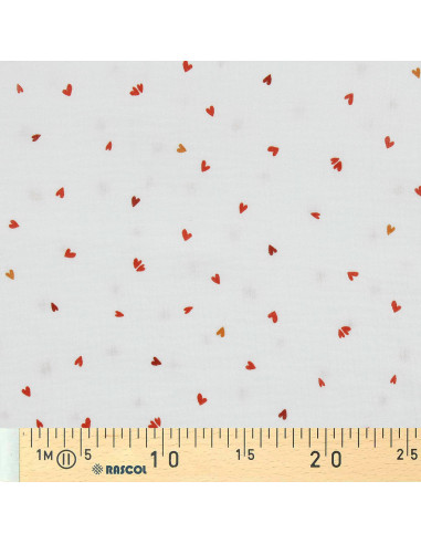 Tejido de doble gasa estampado - Coreo blanco y rojo