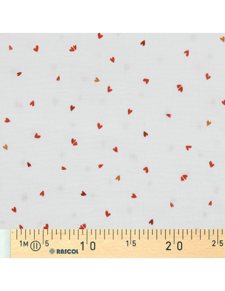 Tejido de doble gasa estampado - Coreo blanco y rojo