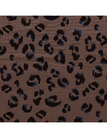 Tejido de doble gasa estampado - Fauve topo y negro