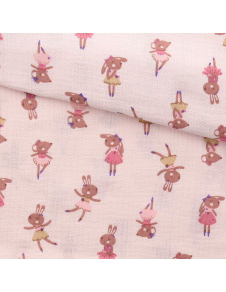 Tejido de doble gasa estampado - Fifi morganita