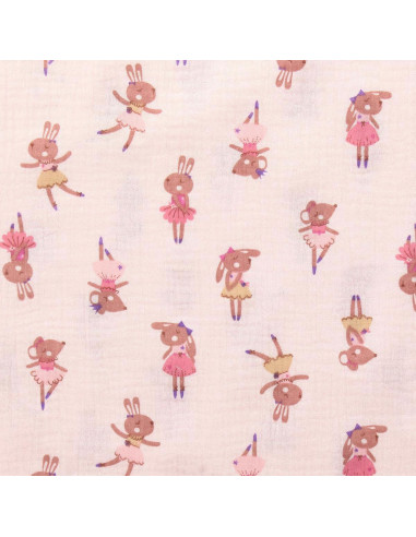 Tejido de doble gasa estampado - Fifi morganita